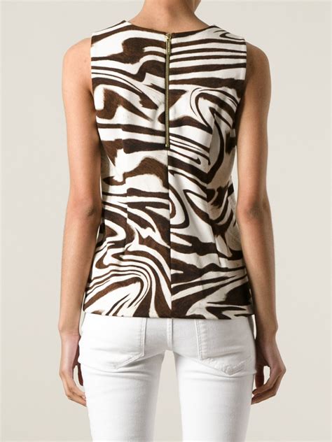 michael kors pink and brown zebra stripped top|michael kors zebra: Women's Tops .